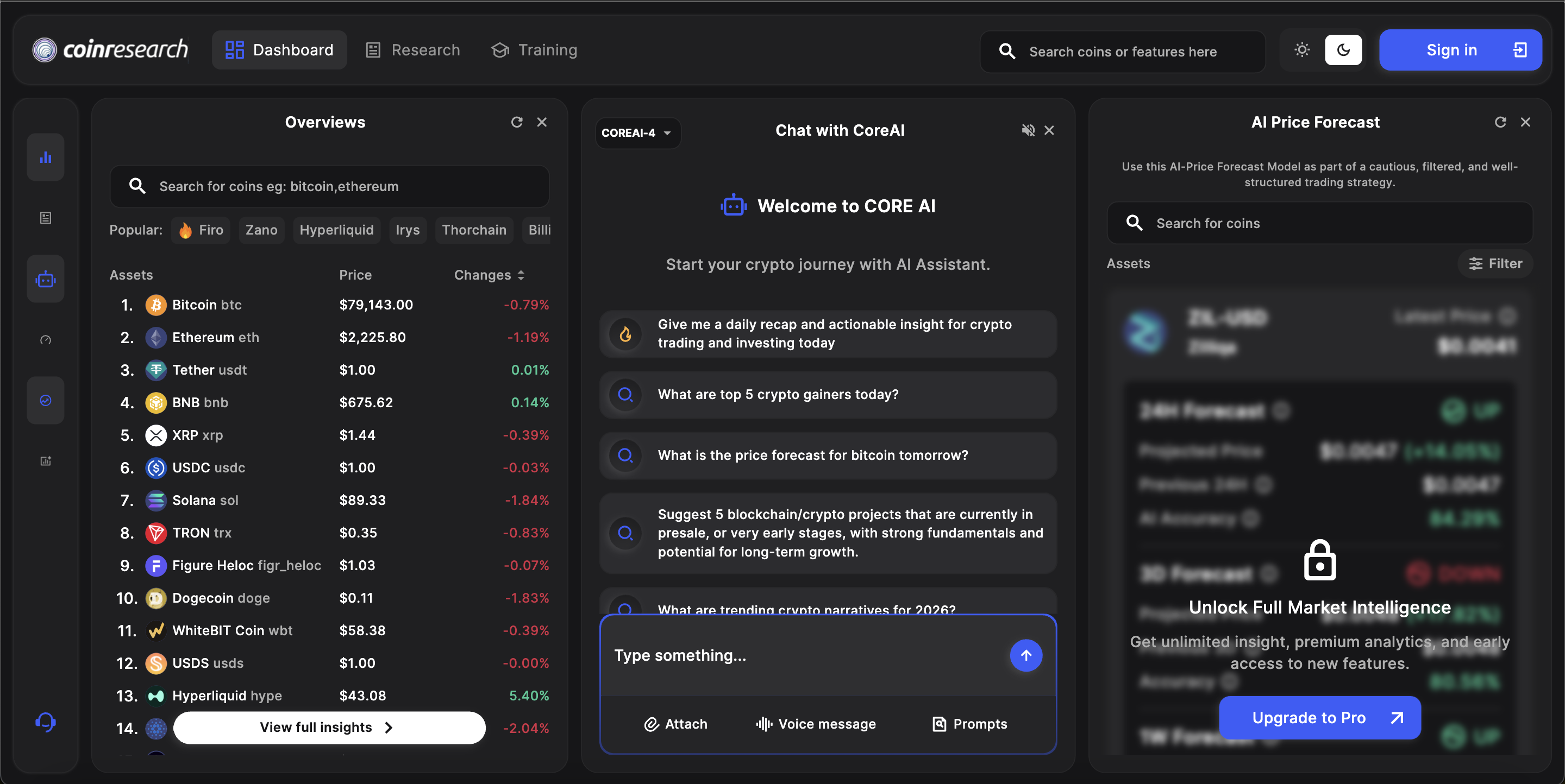 Dashboard & Market Overview screenshot 1